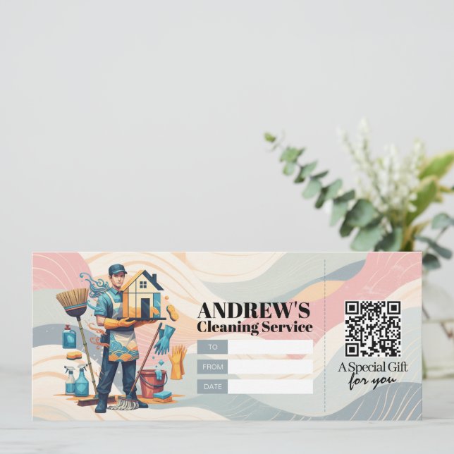 Convite House Cleaning Services Gift Certificate Voucher (Em pé/Frente)