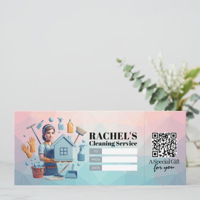 Convite House Cleaning Services Gift Certificate Voucher (Em pé/Frente)
