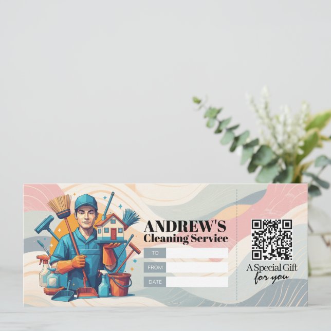 Convite House Cleaning Services Gift Certificate Voucher (Em pé/Frente)