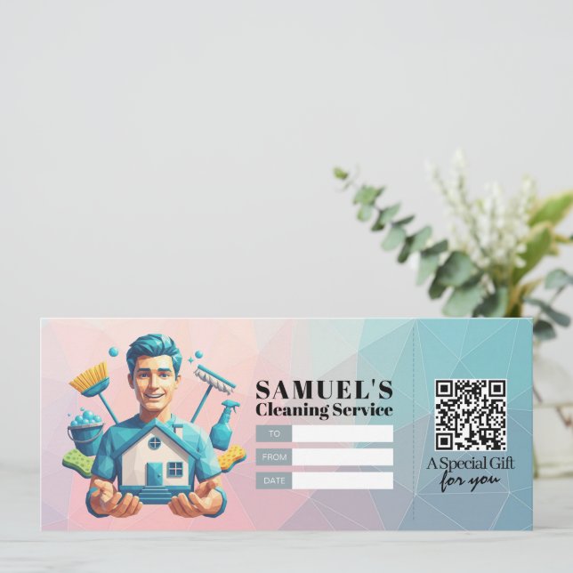 Convite House Cleaning Services Gift Certificate Voucher (Em pé/Frente)