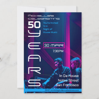 Convite House Music 50ª Festa de aniversário dos anos 90