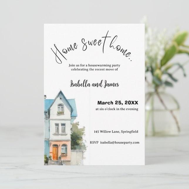 Convite Housewarming Invitation • Home Sweet Home (Em pé/Frente)