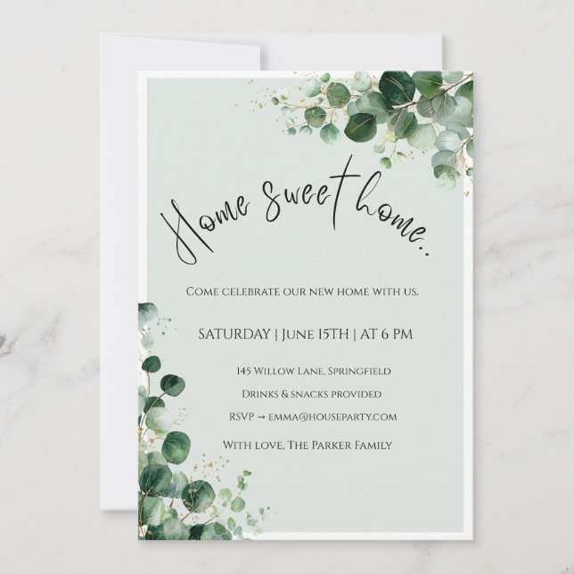 Convite Housewarming Invitation – Home Sweet Home (Frente)