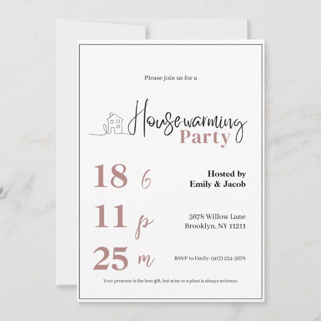 Convite Housewarming Invitation • Modern New Home Party In (Frente)