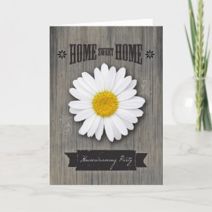 Convite Housewarming Party Invitation, Rustic Daisy