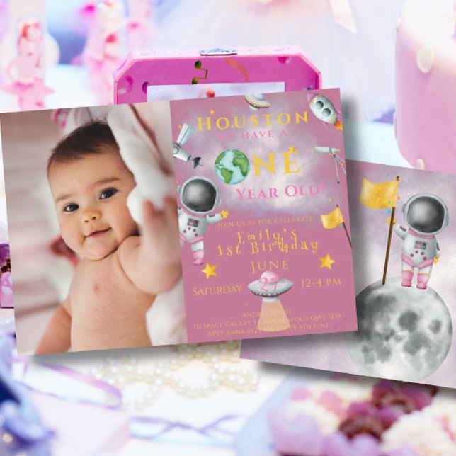 Convite Houston temos um ano de astronauta espacial (Criador carregado)