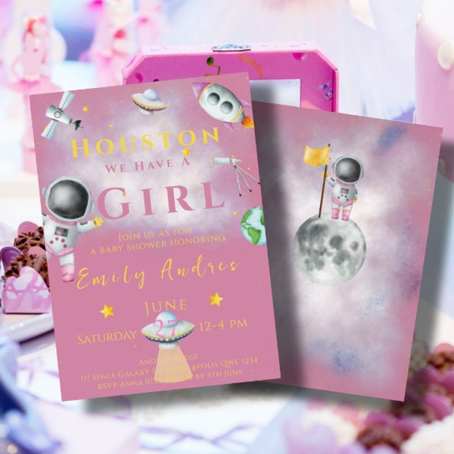 Convite Houston Temos Um Astronauta Do Espaço chá de frald (Criador carregado)