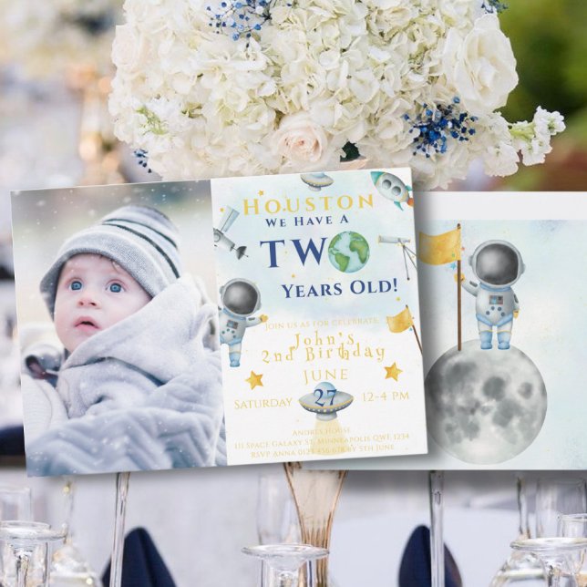 Convite Houston Temos Um Astronauta Espacial De Dois Anos (Criador carregado)