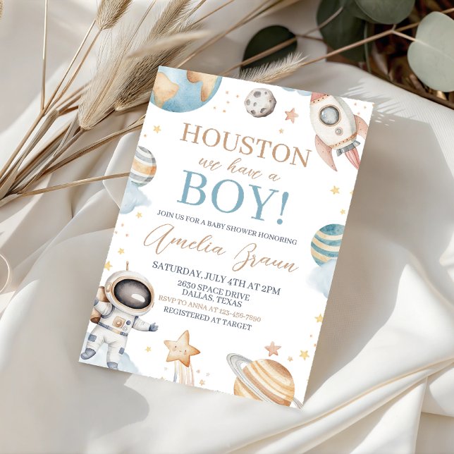 Convite Houston Temos um Bebê Espaço Chuvinha de Bebê (Criador carregado)