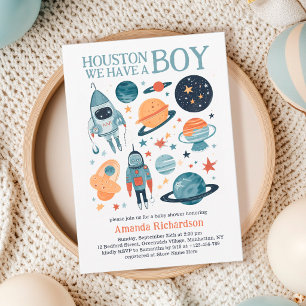 Convite Houston Temos Um Chá de Bebê no Espaço Sideral
