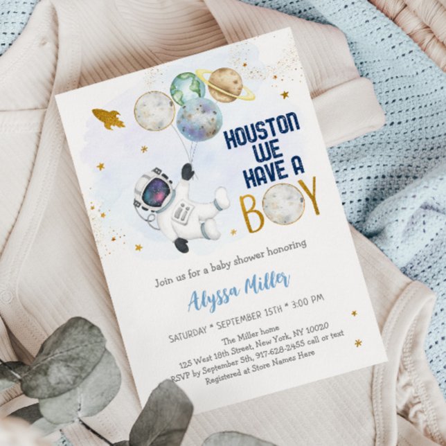 Convite Houston Temos Um Chá de fraldas Espacial Astronaut (Criador carregado)