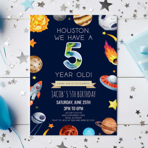 Convite Houston Temos Uma Festa de aniversário 5 De 5 Anos