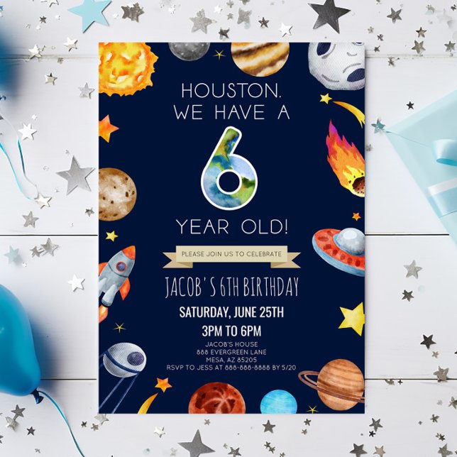 Convite Houston Temos Uma Festa de aniversário 6 De 6 Anos (Criador carregado)