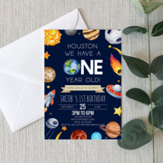 Convite Houston Temos Uma Festa De Um Ano De primeiro aniv
