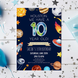 Convite Houston We Have A 10 Year Old 10th Birthday Party