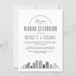 Convite Houston Wedding | Skyline Moderno Deco
