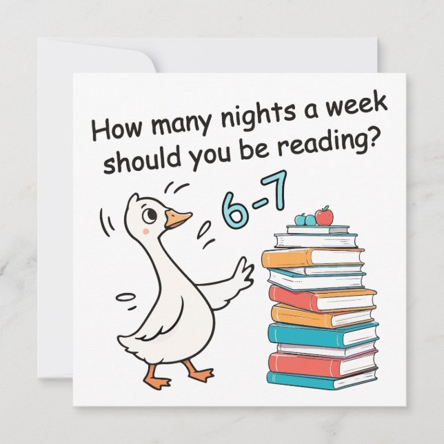 Convite How Many Nights a Week Should You Be Reading 6-7 (Frente)