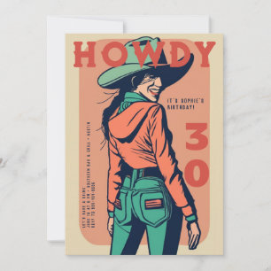 Convite Howdy 30 Western Retro Pink Poster