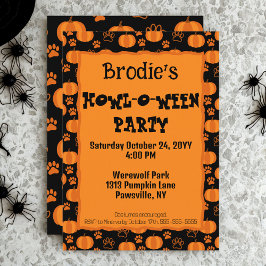 Convite Howl-O-Ween Dog Party Halloween Invitation