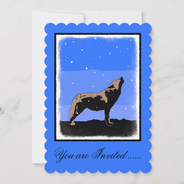 Convite Howling Wolf no inverno - Arte original sobre a vi (Frente)