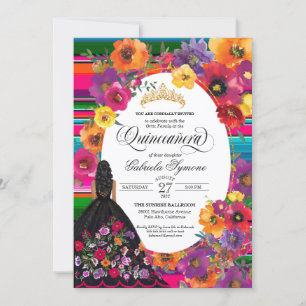 Convite Huipil Bordado Floral Mexicano Gown Quinceanera
