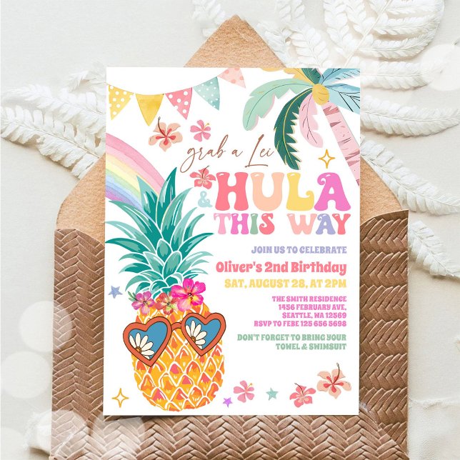 Convite Hula This Way Luau Aloha Tropical Summer Birthday (Criador carregado)