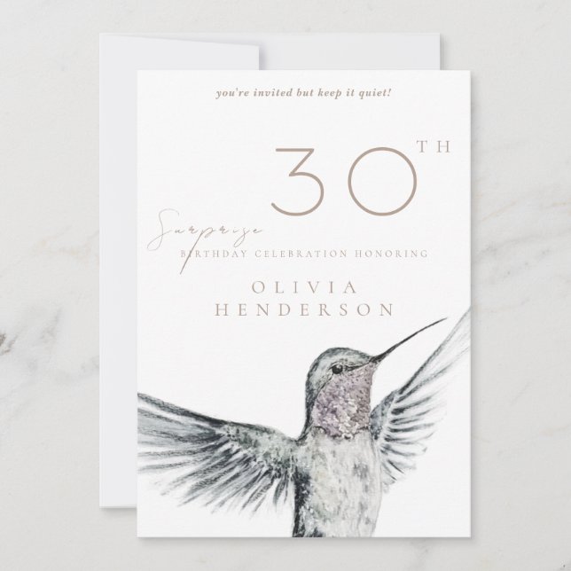 Convite Hummingbird ANY Surprise Birthday Invitation (Frente)