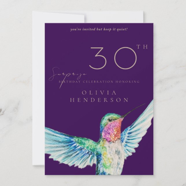 Convite Hummingbird ANY Surprise Birthday Invitation (Frente)