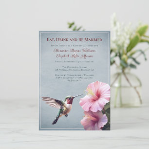 Convite Hummingbird e Hibiscus Janto de ensaio azul