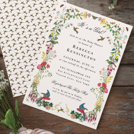 Convite Hummingbird Floral Vintage Baby Shower