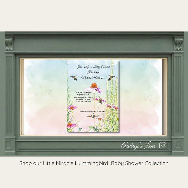 Convite Hummingbird & Wildflower Baby Shower (Criador carregado)