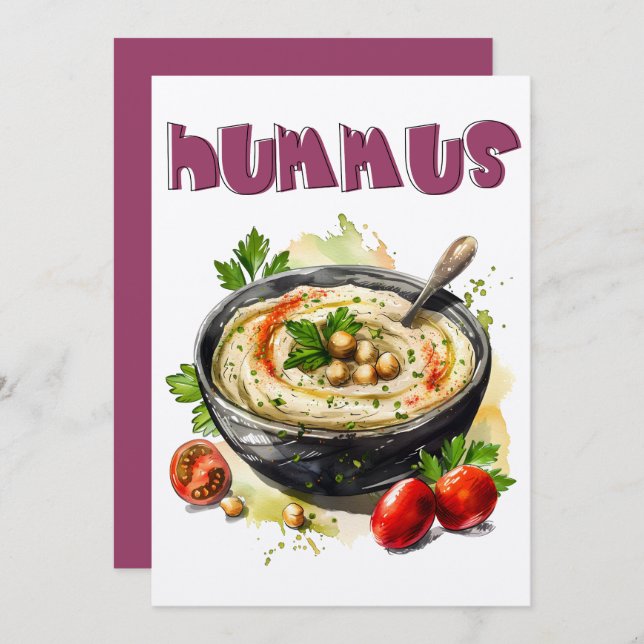 Convite Hummus mediterrânico ح Comida Vegan saudável م ص (Frente/Verso)