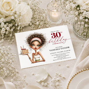 Convite Humor Caprichoso Mulher 30º Aniversário Vermelho I