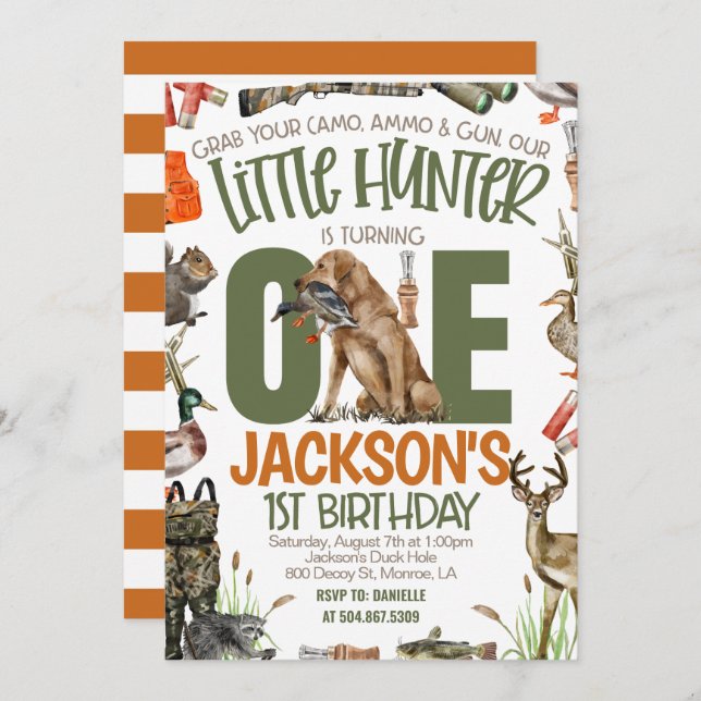 Convite Hunter First Birthday (Frente/Verso)