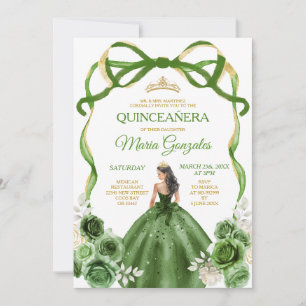 Convite Hunter Green Arco Princesa Dourada Quinceañera