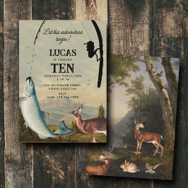 Convite Hunting Fishing Adventure Begins Kids Birthday