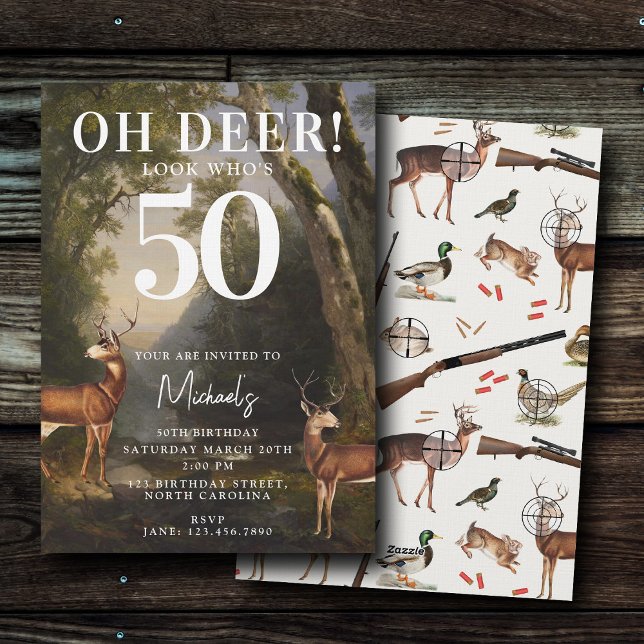 Convite Hunting Wildlife Outdoorsman Adult Birthday Party (Hunting Wildlife Outdoorsman Adult Birthday Party Invitation)
