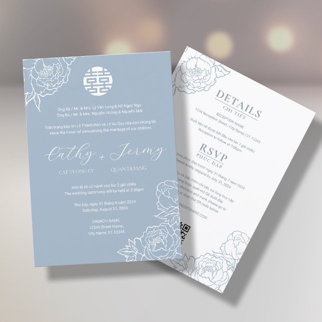 Convite Hy Dusty Blue, canção de pénia vietnamita bilíngue (Criador carregado)