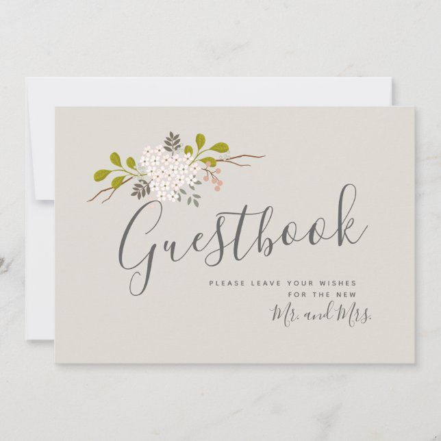 Convite Hydrangea Blooms Botanical Weding Sign (Frente)