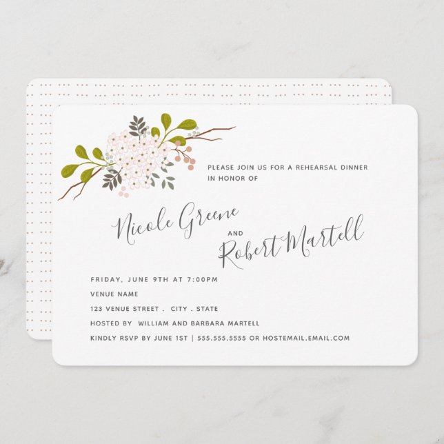 Convite Hydrangea Blooms Janto de ensaio botânico (Frente/Verso)