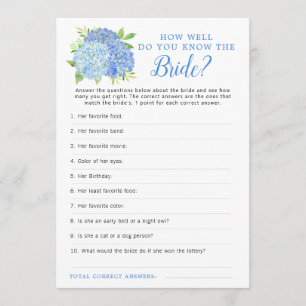 Convite Hydrangea Blue Floral Chá de panela Game