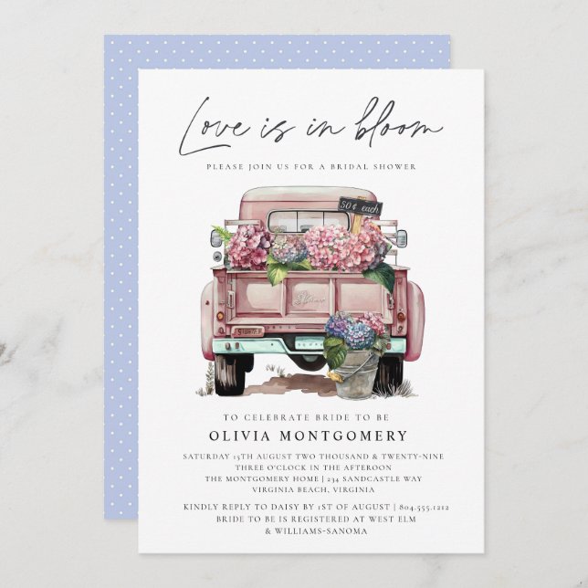 Convite Hydrangea Chá de panela (Frente/Verso)