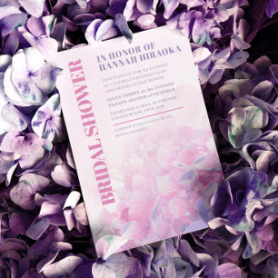 Convite Hydrangea chá de panela púrpura cor-de-rosa