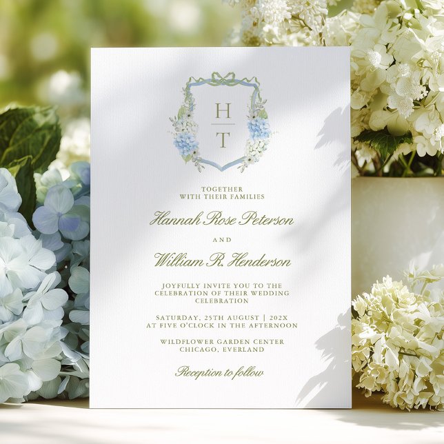 Convite Hydrangea Crest Wedding Invitation (Criador carregado)