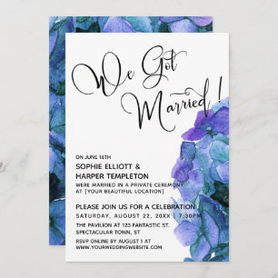 Convite Hydrangea De Cor Azul Roxo Nos Casamos
