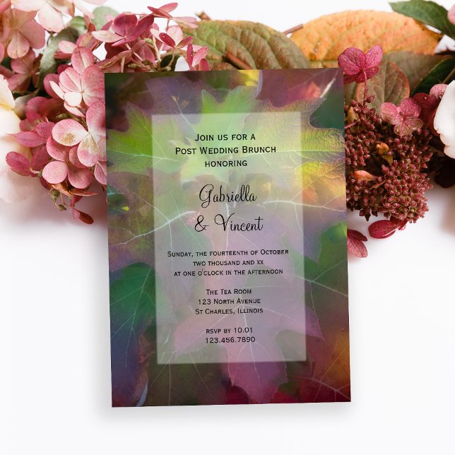 Convite Hydrangea de Folha de Carvalho de Outono Brunch Pó (Fall in Love with this woodsy natural Autumn Wedding Brunch Invitation.)