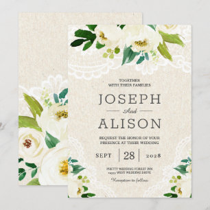 Convite Hydrangea Elegant Cloral Lace Floral