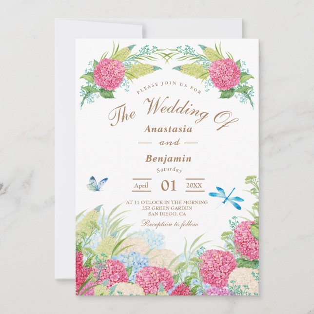 Convite Hydrangea Elegant Floral Invitation (Frente)
