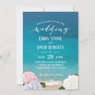 Convite Hydrangea Floral Beach Weding Party