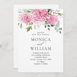 Convite Hydrangea Floral Rosa Elegante Casamento Tudo Em U
